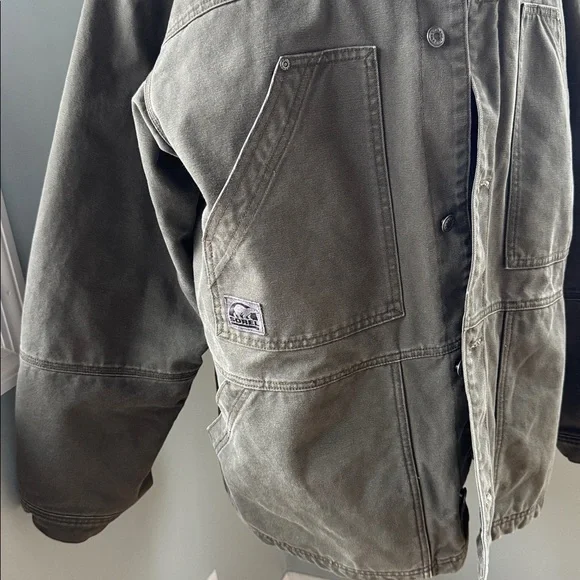 Sorel Duck barn Chore Jacket olive green canvas Pockets EUC size XL - Picture 4 of 13
